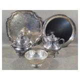 Silver Plate Serving Trays, Sugar & Butter ++