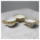 3 Porcelain Handled Soup/ Cream Bowls Spode &