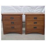 Pair of Vaughan Oak Nightstands / Chests