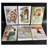 5 Antique Postcards w/ 1 Reproduction
