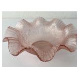 Pink Italian Colony Glass Waffle Pattern Bowl Lg