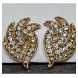 Vintage Crown Trifari Rhinestone Earrings ,