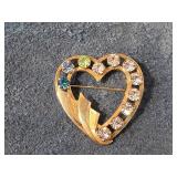 Vintage Catamore Heart Costume Jewelry Brooch