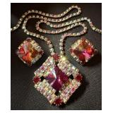 Vintage Watermelon Rivoli & Red Aurora Borealis