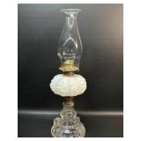 Vintage Milk Glass & Ornate Base Oil Lamp