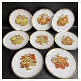 Bavaria Germany Fruit Plates Some Wear on Gold