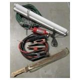PAIR JUMPER CABLES, HANGING SHOP LIGHT W/ 25 FT.