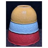 3 PIONEER WOMAN STONEWARE CHINA MIXING BOWLS