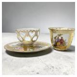 Antique Dresden Cup & Holder