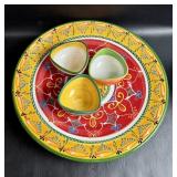 Large Ceramic Platter w/ 3 Small Bowls Spain