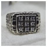 SZ. 9, STERLING SILVER ZIRCON STONE RING