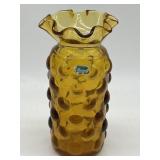 VINTAGE HAND BLOWN BISCHOFF AMBER ART GLASS VASE