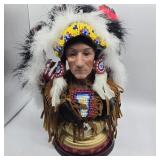 NATIVE AMERICAN BUST WITH FEATHERED HEAD DRESS