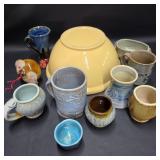 Yellow Mixing Bowl of Signed / Artisan Pottery