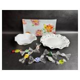 Murano Glass Candies/ Rynnes Plate/ Hazel Atlas