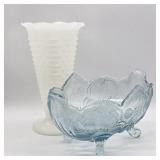JEANETTE GLASS BLUE CENTERPIECE BOWL HOBNAIL