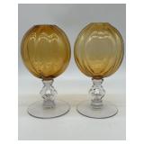 2 Vintage Cambridge Amber Glass Ivy Bowl, Key