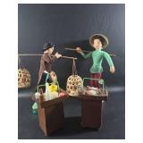 Vintage Vietnamese Folk Art Street Vendor Dolls +