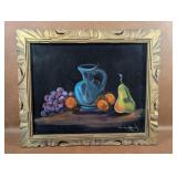 Vintage Framed Velvet Still Life Painting,