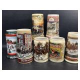 Vintage Budweiser & Miller Stoneware Beer Steins