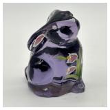 Fenton Violet Bunny Art Glass Hand Painted Signed