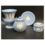 Small Wedgewood Jasperware Mustard Pot , Vase,