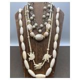 Painted & Carved Beads & Faux Pearl Necklaces