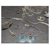 Scrap 925 Sterling Silver Jewelry, Some Wearable