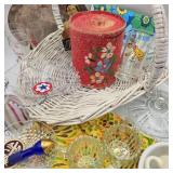 Glassware & Ceramics w/ Candlewick & Basket
