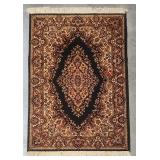 Vtg Persian Wool Rug Black & Burgundy