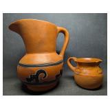 Two Vintage Mexican Pottery Pitchers