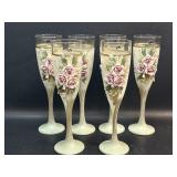 6 Arte Murano Silvestri Champagne Flutes w/