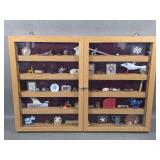 Oak Curio Wall Cabinet w/ Trinkets Galore