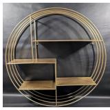 Round Metal Wall Shelf, Gold Tone