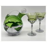 Art Deco Cambridge Glass Green Tilt Ball Decanter