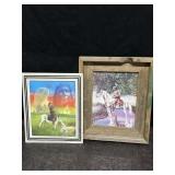 PAIR OF NATIVE AMERICAN PRINTS HORSES & EAGLE.