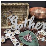 Modern Decor Lot w/ Crosses & Hammered Bowl