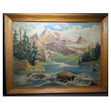 Vintage Paint By Numbers Landscape Mountain Range
