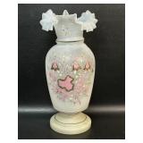 Hand Blown Victorian Vase Hand Painted Enamel