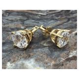 14k Yellow Gold & CZ Stones Earrings 1.9g
