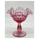 VINTAGE FENTON THUMBPRINT COLONIAL PINK COMPOTE