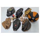 Baseball Gloves, Balls. Medicine Ball, NO SHIPPING