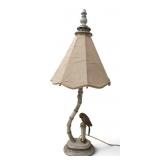 Distressed Parrot & Faux Bamboo Table Lamp