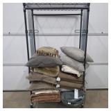 Rolling Rack & Contents: Pillows & Blankets
