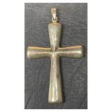 Large Sterling Silver Cross Pendant , Marked 925