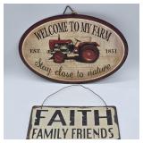 2 SMALL METAL HANGING SIGNS