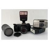 Canon T50 SLR 35mm Camera, Minolta Vectis 30 Zoom