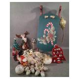 Vntg Christmas: Painted Sled & Glass Acorn