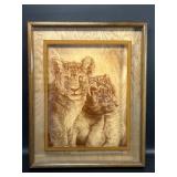 Lion Cubs Photo On Glass by Dennis Curry W
