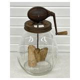 ANTIQUE DAZEY HAND CRANK GLASS BUTTER CHURN